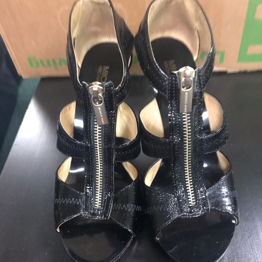Michael Kors black patent leather sandals